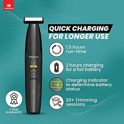 Havells ST8000 Shimmer plus, 5 in 1 rechargeable Dual-Blade Shaver cum Trimmer with 4 Trimming Combs Havells ST8000 Shimmer plus, 5 in 1 rechargeable Dual-Blade Shaver cum Trimmer with 4 Trimming Combs