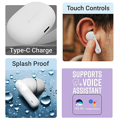 ZEBRONICS Beetles in-Ear Wireless Earbuds, Bluetooth v5.4, 22* Hours Backup, Environmental Noise Cancellation, Gaming Mode, Touch Control, Voice Assistant Support ZEBRONICS Beetles in-Ear Wireless Earbuds, Bluetooth v5.4, 22* Hours Backup, Environmental Noise Cancellation, Gaming Mode, Touch Control, Voice Assistant Support