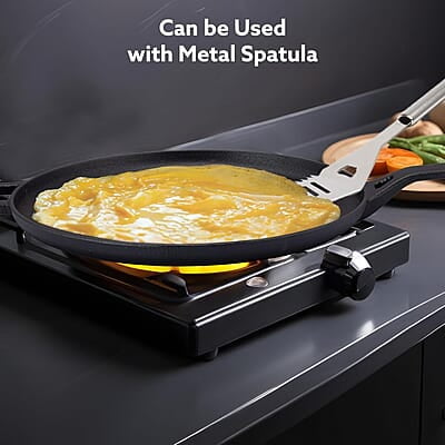 AGARO Royal Pre-Seasoned Cast Iron Tawa, 28cm