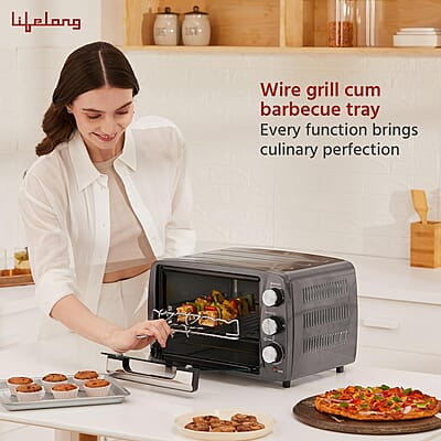 Lifelong OTG 19 Litre for Kitchen with Barbeque Tray - 1300W Oven Toaster Griller Machine Electric Lifelong OTG 19 Litre for Kitchen with Barbeque Tray - 1300W Oven Toaster Griller Machine Electric