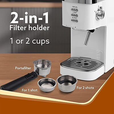 AGARO Regency Espresso Coffee Maker, Adjustable Pressure up to 20 Bars 1.2L Removable Water Tank, 1350W, White AGARO Regency Espresso Coffee Maker, Adjustable Pressure up to 20 Bars 1.2L Removable Water Tank, 1350W, White