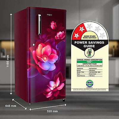 Whirlpool 184 L 2 Star Direct-Cool Single Door Refrigerator Whirlpool 184 L 2 Star Direct-Cool Single Door Refrigerator