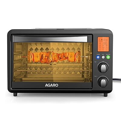 AGARO Imperial Digital Oven Toaster Griller, 38 Litres, 10 Preset Cooking Function, Convection Function, Motorized Rotisserie Backlit LCD Display, Black