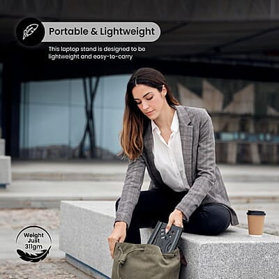 Portronics My Buddy Hexa 5 Laptop Stand with Foldable & Ventilated Design, Ergonomic Elevation, Anti-Slip Silicon Pads
