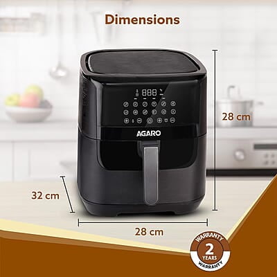 AGARO Elegant Air Fryer, 6.5L, 12 Preset Cooking Modes, 360 Degrees Air Circulation With Variable Temperature Settings, Frying, Grilling, Toasting, Roasting, 1800W, Black AGARO Elegant Air Fryer, 6.5L, 12 Preset Cooking Modes, 360 Degrees Air Circulation With Variable Temperature Settings, Frying, Grilling, Toasting, Roasting, 1800W, Black