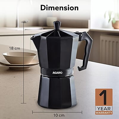AGARO Classic Moka Pot, Stovetop, Espresso Coffee Maker, 240 Ml