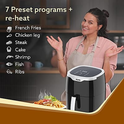 AGARO Galaxy Digital Air Fryer For Home, 4.5L, Electric Air Fryer, Convection Oven, 1400W, 7 Preset Programs & Reheat, 360 Degrees Air AGARO Galaxy Digital Air Fryer For Home, 4.5L, Electric Air Fryer, Convection Oven, 1400W, 7 Preset Programs & Reheat, 360 Degrees Air