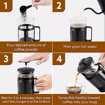 AGARO Delite French Press Coffee And Tea Maker, Borosilicate Glass Body With Sleeves, Glass Carafe, BPA Free Plastic Lid Strainer, 600Ml AGARO Delite French Press Coffee And Tea Maker, Borosilicate Glass Body With Sleeves, Glass Carafe, BPA Free Plastic Lid Strainer, 600Ml
