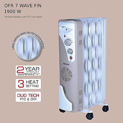 Havells OFR 7 Wave Fins with Fan 1900 watt white