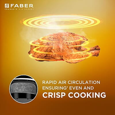 Faber 6L 1500W Digital Air Fryer Fry, Bake, Roast, Toast, Defrost, Grill & Reheat View Window Faber 6L 1500W Digital Air Fryer Fry, Bake, Roast, Toast, Defrost, Grill & Reheat View Window