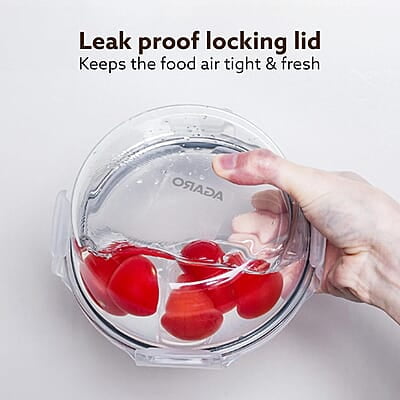 AGARO Elite Borosilicate Glass Lunch Box, 3pcs Set, 400ml Each, Office Tiffin Box with Bag AGARO Elite Borosilicate Glass Lunch Box, 3pcs Set, 400ml Each, Office Tiffin Box with Bag