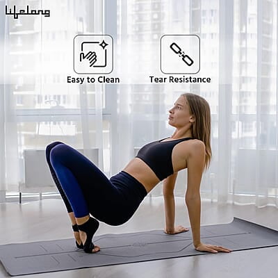 Lifelong Yoga Mat For Women & Men Tpe Material 6Mm Anti-Slip Yoga Mat With Bag For Gym Workout