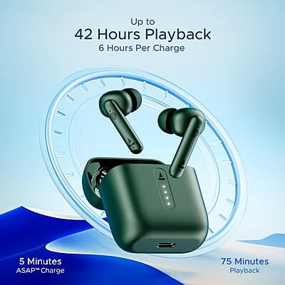 boAt Airdopes 141 Bluetooth Truly Wireless in Ear Ear Buds w/ 45H Playtime,Low Latency Mode for Gaming, ENx Tech, IWP, IPX4 Water Resistance, Smooth Touch Controls