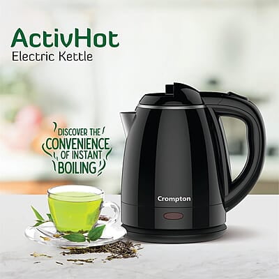 Crompton ActivHot Electric Kettle 1.2 Litres Cool Touch Black