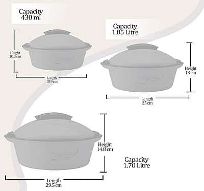 MILTON Crisp Deluxe Inner Stainless Steel Casserole, Set of 3