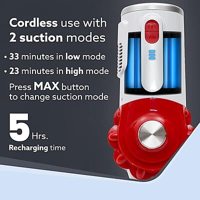 AGARO Regency Cordless Stick Vacuum Cleaner, Dry Vacuuming, 2 Suction Modes, 7 kPa Suction Power AGARO Regency Cordless Stick Vacuum Cleaner, Dry Vacuuming, 2 Suction Modes, 7 kPa Suction Power