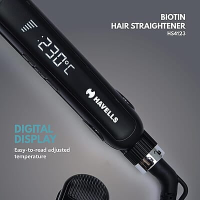 Havells HS4123 Biotin Infused Wide Plates & Temperature Control Hair Straightener Havells HS4123 Biotin Infused Wide Plates & Temperature Control Hair Straightener