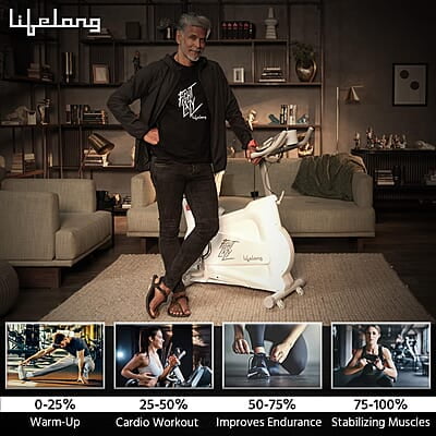Lifelong Fit Pro Spin Fitness Bike with 6Kg Flywheel, Adjustable Resistance & Heart Rate Sensor