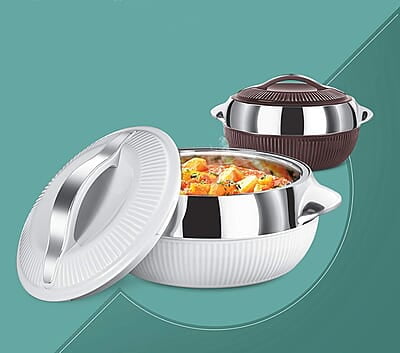 MILTON Fiesta Insulated Casserole (White, Set of 3, Inner Stainless Steel) MILTON Fiesta Insulated Casserole (White, Set of 3, Inner Stainless Steel)