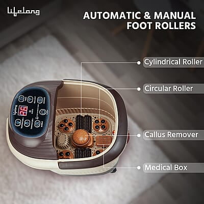 Lifelong LLM279 Corded Electric Foot Spa and Massager with 4 Automatic Rollers & 4 Manual Rollers, Digital Panel Lifelong LLM279 Corded Electric Foot Spa and Massager with 4 Automatic Rollers & 4 Manual Rollers, Digital Panel