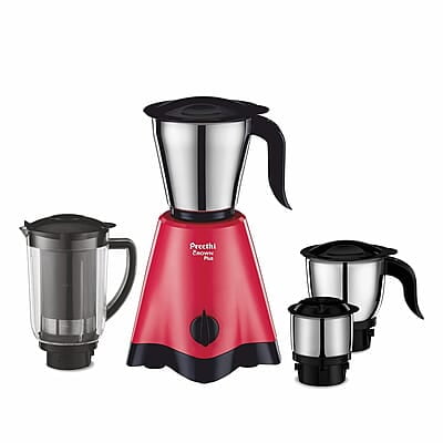 Preethi Crown Plus MG-258 Mixer Grinder, 600 Watt, White/Purple, 4 Jars - Super Extractor Juicer Jar