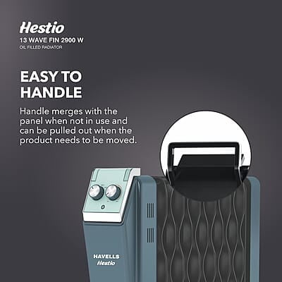 Havells Hestio 13 Wave Fin OFR 2900 Watt with 3 Heat Setting 1000W/1500W/2500W & PTC Heater 400W