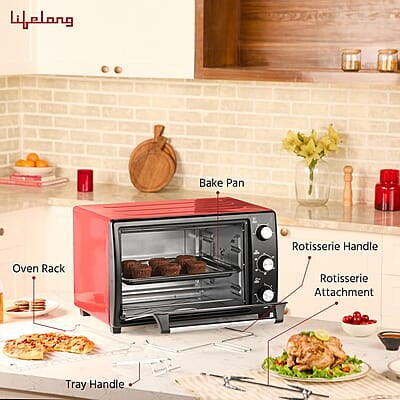 Lifelong Otg 40L - Oven Toaster Griller With Rotisserie For Kitchen- 1500W,5 Heating Modes Lifelong Otg 40L - Oven Toaster Griller With Rotisserie For Kitchen- 1500W,5 Heating Modes