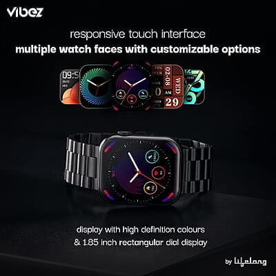 Vibez by Lifelong Hype Men Smartwatch with Bluetooth Calling Multiple Straps (VBSWM306 Vibez by Lifelong Hype Men Smartwatch with Bluetooth Calling Multiple Straps (VBSWM306