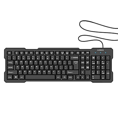 Ambrane Wired Keyboard, 104 Key with Membrane Switch Quick, 12Fn Shortcut Keys, Plug and Play USB Connection Compatible with PC, Mac, Laptop, Comfy and Ergonomically Design
