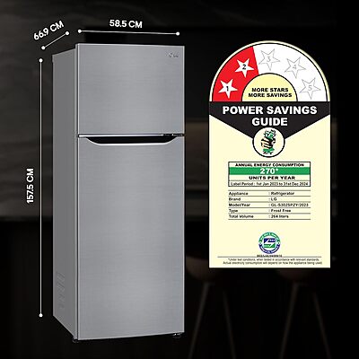 LG 264 L 2 Star Frost-Free Smart Inverter Double Door Refrigerator LG 264 L 2 Star Frost-Free Smart Inverter Double Door Refrigerator