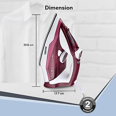 AGARO Imperial Steam Iron, 2200W, Ceramic Coated Sole Plate 350 Ml Water Tank AGARO Imperial Steam Iron, 2200W, Ceramic Coated Sole Plate 350 Ml Water Tank