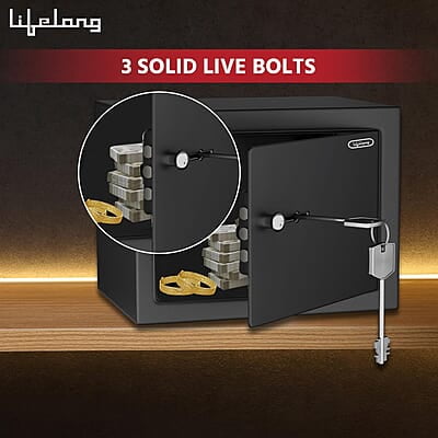 Lifelong Home Safe Locker with Key for Home, 8.6 Litre Capacity, 3 Live Bolts, 5mm Sturdy Metal Door Lifelong Home Safe Locker with Key for Home, 8.6 Litre Capacity, 3 Live Bolts, 5mm Sturdy Metal Door