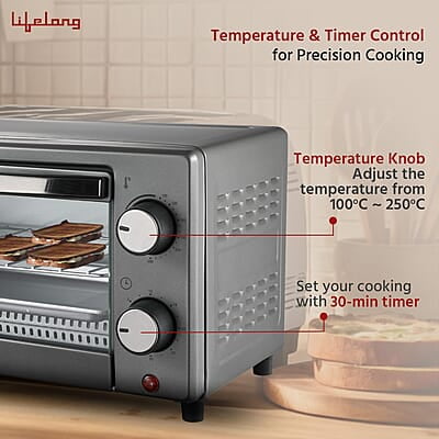 Lifelong OTG 10 Litre for Kitchen with Baking Tray - 800W Electric Oven Toaster Griller Lifelong OTG 10 Litre for Kitchen with Baking Tray - 800W Electric Oven Toaster Griller