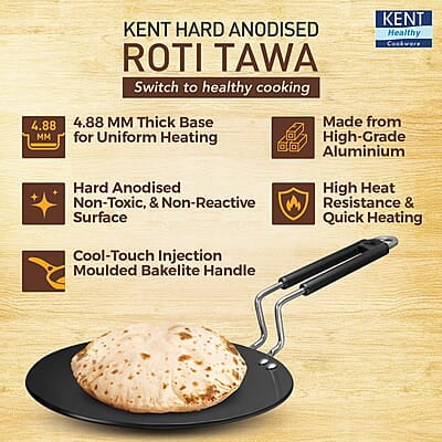 KENT Hard Anodised Roti Tawa 25 CM 4.88 mm Thick Base KENT Hard Anodised Roti Tawa 25 CM 4.88 mm Thick Base