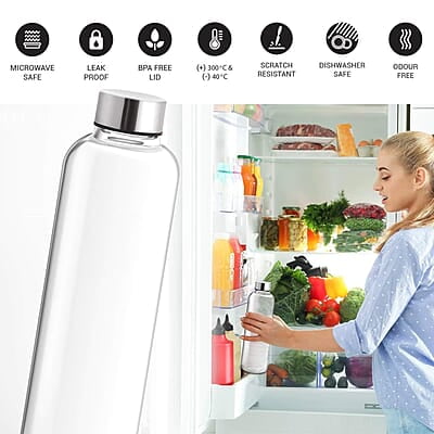TREO By Milton Clarion Borosilicate Glass Water Bottle, 1000 ml, Transparent TREO By Milton Clarion Borosilicate Glass Water Bottle, 1000 ml, Transparent
