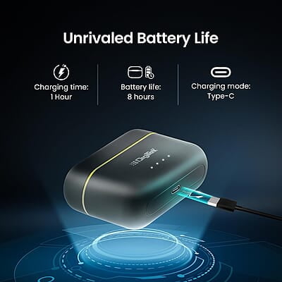 Digitek® (DWM-103 Wireless Microphone System with ANC Noise Reduction & 8Hrs Battery Life, 30m Range, High Fidelity, Dual Connector to Work with Android & iOS Devices for Seamless Audio Recordings Digitek® (DWM-103 Wireless Microphone System with ANC Noise Reduction & 8Hrs Battery Life, 30m Range, High Fidelity, Dual Connector to Work with Android & iOS Devices for Seamless Audio Recordings