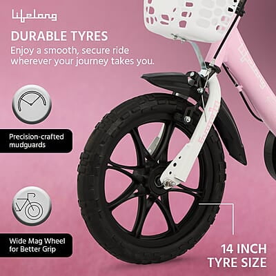 Lifelong Juniors Ride Cycle 14T with Training Wheel, Mudguard for Boys and Girls Lifelong Juniors Ride Cycle 14T with Training Wheel, Mudguard for Boys and Girls