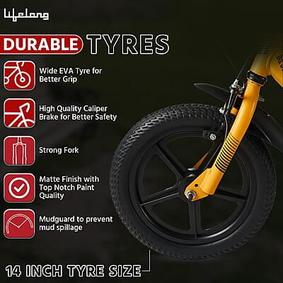 Lifelong Juniors Ride Cycle 14T with Training Wheel, Mudguard for Boys and Girls Lifelong Juniors Ride Cycle 14T with Training Wheel, Mudguard for Boys and Girls