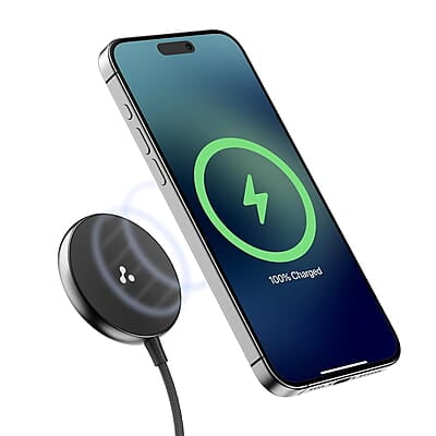 Ambrane 15W Qi-2 & Magsafe Wireless Charger with 60W Type C Cable for iPhone 15/15 Pro/15 Pro Max,iPhone 14/14 Pro/14 Pro Max,iPhone 13/12,Samsung & Other Qi-2 Device + Magnetic Ring