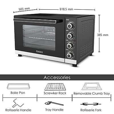 AGARO ROYAL 60 Litres Oven Toaster Griller (OTG), Motorised Rotisserie, Convection, 3 Heating Modes, 3 Function Options, 2000W AGARO ROYAL 60 Litres Oven Toaster Griller (OTG), Motorised Rotisserie, Convection, 3 Heating Modes, 3 Function Options, 2000W