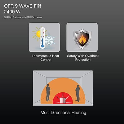 Havells OFR 9 Wave Fin with PTC 2400 Watts Fan Heater Havells OFR 9 Wave Fin with PTC 2400 Watts Fan Heater