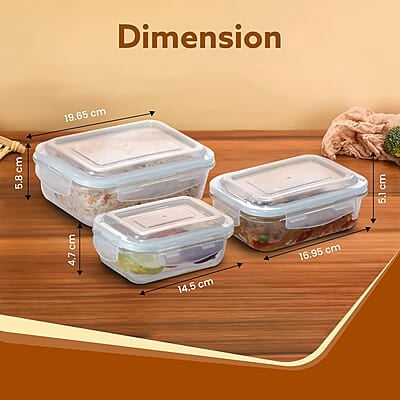 AGARO Borosilicate Glass Containers with Lids, 3 pcs Set (370ml, 640ml &1040ml), Microwave Safe AGARO Borosilicate Glass Containers with Lids, 3 pcs Set (370ml, 640ml &1040ml), Microwave Safe