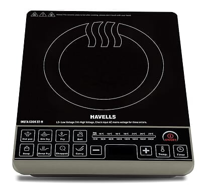 Havells Insta Cook St-N Energy Efficent Induction (Black), 2000 Watt, With 9 Cooking Option, Digital Led Dispay