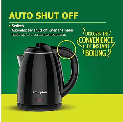 Crompton Activ Hot 1.5 litres Cool Touch Electric Kettle (Black), 1500 Watts Crompton Activ Hot 1.5 litres Cool Touch Electric Kettle (Black), 1500 Watts