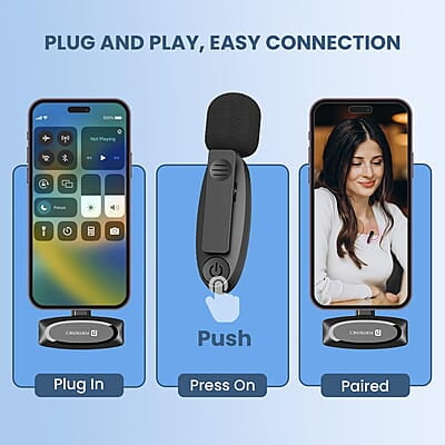 Portronics Dash 7 Omnidirectional 8 Pin Wireless Microphone, Noise Cancellation, Plug & Play, Lapel Wireless Mic Portronics Dash 7 Omnidirectional 8 Pin Wireless Microphone, Noise Cancellation, Plug & Play, Lapel Wireless Mic
