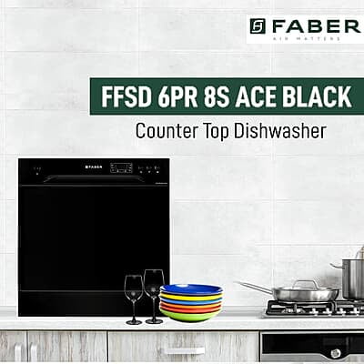 Faber table top 8 Place Setting Dishwasher (FFSD 6PR 8S Ace Black) Faber table top 8 Place Setting Dishwasher (FFSD 6PR 8S Ace Black)