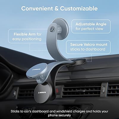 Ambrane 15W Qi-2 Car Dashboard Magnetic Wireless Car Charger for iPhone 15/15 Pro/15 Pro Max, iPhone 14/14 Pro/14 Pro Max, iPhone 13/12, Samsung & Other Qi-2 Device + Magnetic Ring Ambrane 15W Qi-2 Car Dashboard Magnetic Wireless Car Charger for iPhone 15/15 Pro/15 Pro Max, iPhone 14/14 Pro/14 Pro Max, iPhone 13/12, Samsung & Other Qi-2 Device + Magnetic Ring