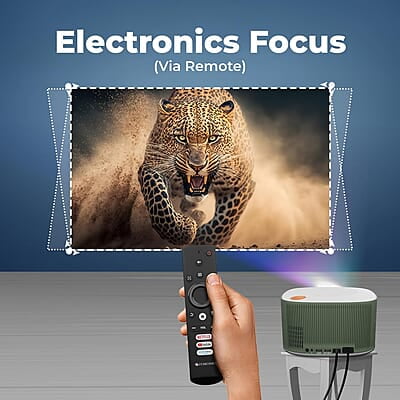 ZEBRONICS PIXAPLAY 26, Smart LED Projector, Dolby Audio, 5000 Lumens, Upto 200" Screen Size, Quad Core Processor, Auto Focus & Keystone, Bluetooth, WiFi, HDMI-ARC, APP Support, Miracast