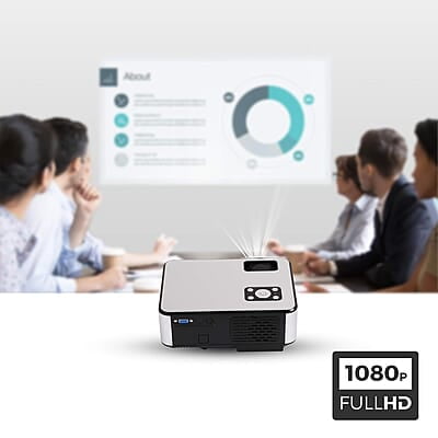 ZEBRONICS ZEB-LP2800 Full HD Home Theatre Projector with Built in Speaker, HDMI, VGA, USB, AV in, mSD Slot, AUX Out, 1080p Support and Remote Control