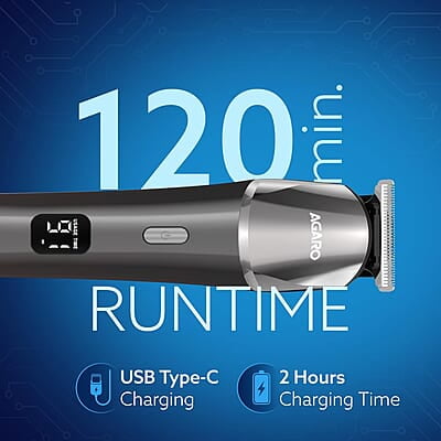 AGARO Royal Multi Grooming Kit For Men, 9in1 5 Combs Metal Body 120 Min Usage